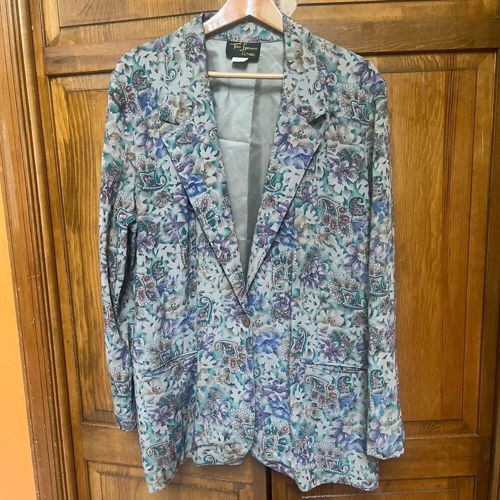 Toni Garment‎ for CC Magic Vintage 80s Dead Stock NWT Paisley Floral Blazer Sz L